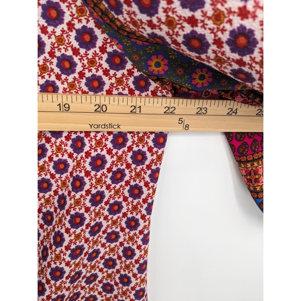 Fig and Flower Blouse Womens 1X Pink Colorful Button Down Floral‎ Tie Front Boho - Picture 8 of 9